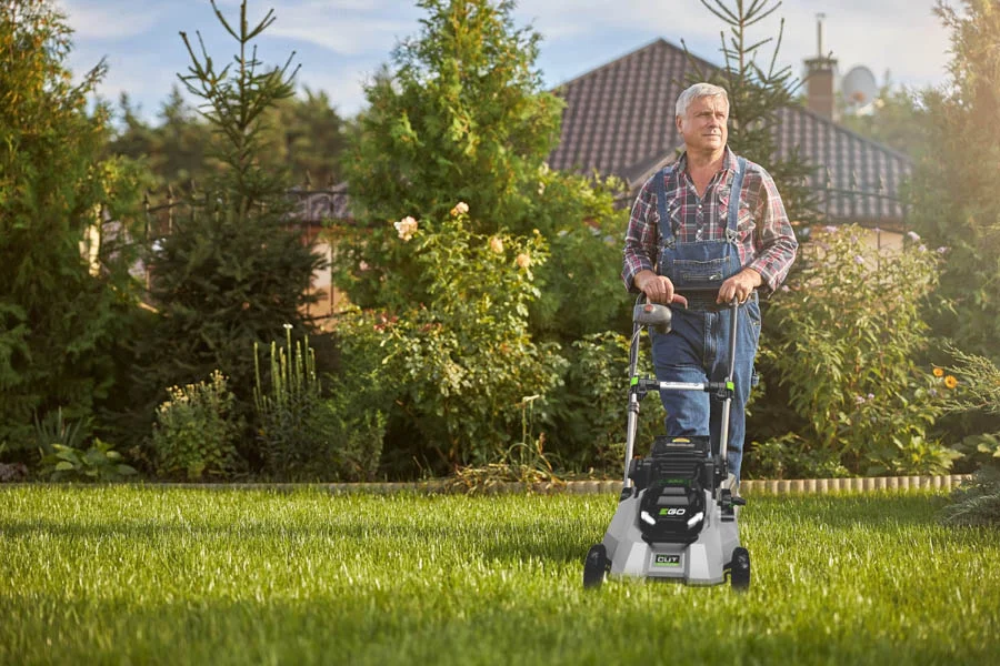 green electric lawn mower